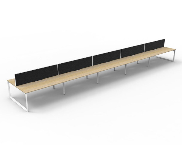 Rapidline Deluxe Infinity Back to Back 10 Person Workstation Loop Leg 1500 x 750mm with Screen Natural Oak / White Satin