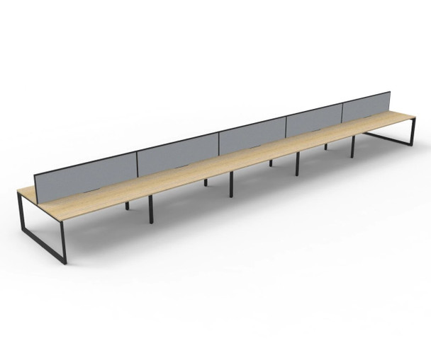 Rapidline Deluxe Infinity Back to Back 10 Person Workstation Loop Leg 1800 x 750mm with Screen Natural Oak / Black Satin