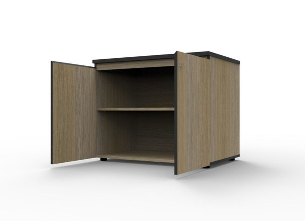 Rapidline Natural Oak / Black Deluxe Infinity 900 x 600 x 730mm Swing 2 Door Cupboard