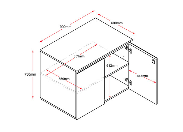 Rapidline Natural Oak / Black Deluxe 2 Door Cupboard Infinity Swing 900 x 600 x 730mm