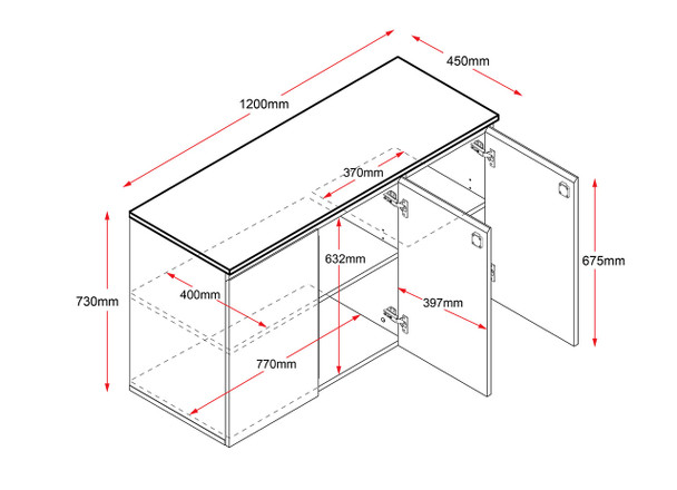 Rapidline Deluxe Infinity Swing 1200 x 450 x 730mm 3 Door Cupboard Natural White / Black