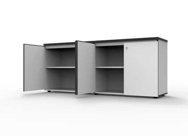 Rapidline Deluxe Infinity Swing 4 Door Cupboard Natural White / Black 1800 x 450 x 730mm