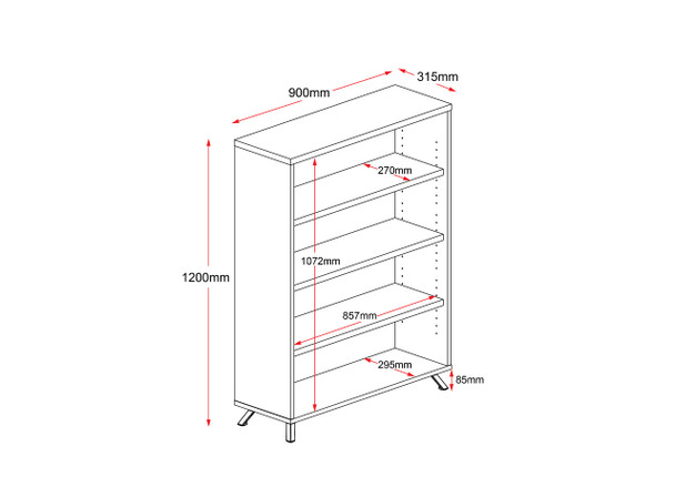 Rapidline Rapid Infinity Bookcase Natural White / Black 900 x 315 x 1200mm