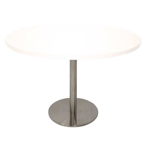 Rapidline Estilo Round Table Flat Disc Base 1200mm Diameter Natural White / Stainless Steel