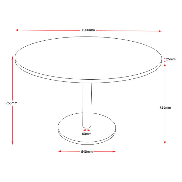 Rapidline Estilo Table Round Flat Disc Base 1200mm Diameter Natural White / Stainless Steel