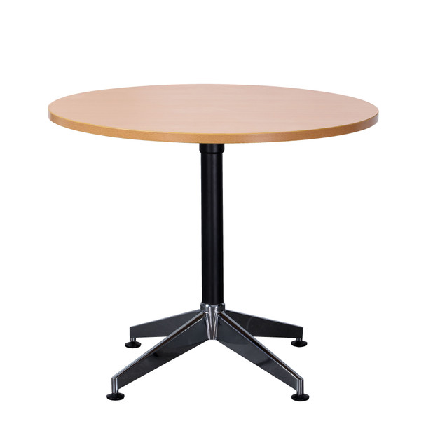 Rapidline Typhoon 4 Star Round Meeting Table 900mm Diameter Beech / Black Aluminium