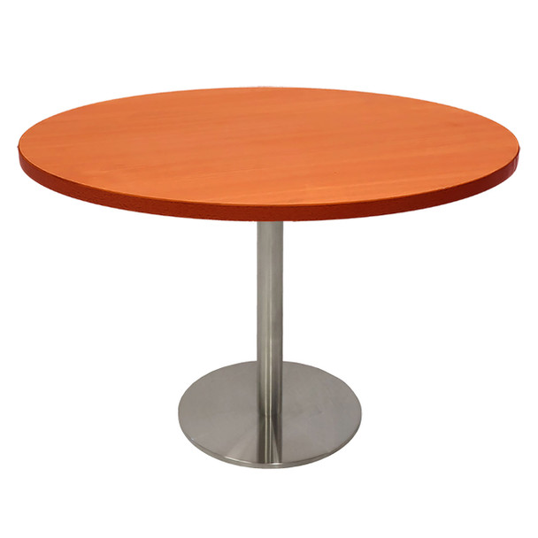 Rapidline Estilo Round Table Flat Disc Base 1200mm Diameter Cherry / Stainless Steel