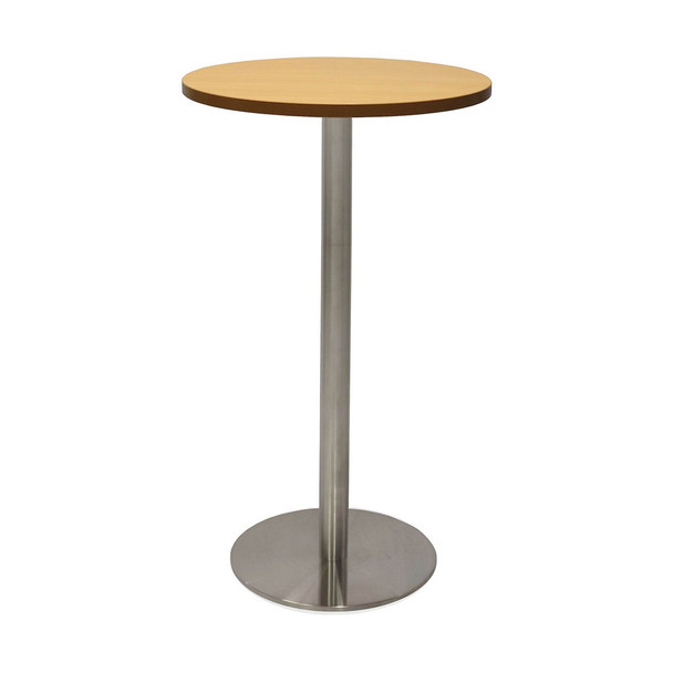 Rapidline Estilo Round Dry Bar Table Flat Disc Base 600mm Diameter Beech / Stainless Steel