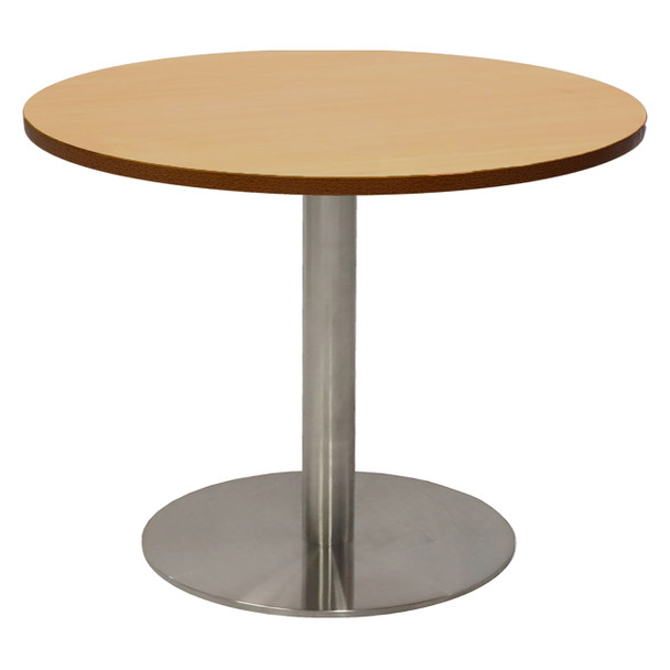 Rapidline Estilo Round Coffee Table Flat Disc Base 600mm Diameter Beech / Stainless Steel