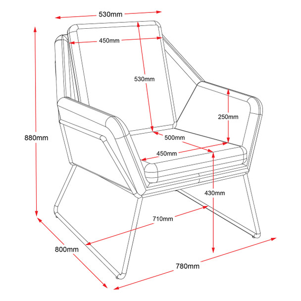 Rapidline Charcoal Ash Single Seater Arm Chair Cardinal