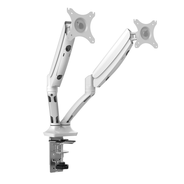 Rapidline Executive Gas Spring Dual Monitor Arm White Satin