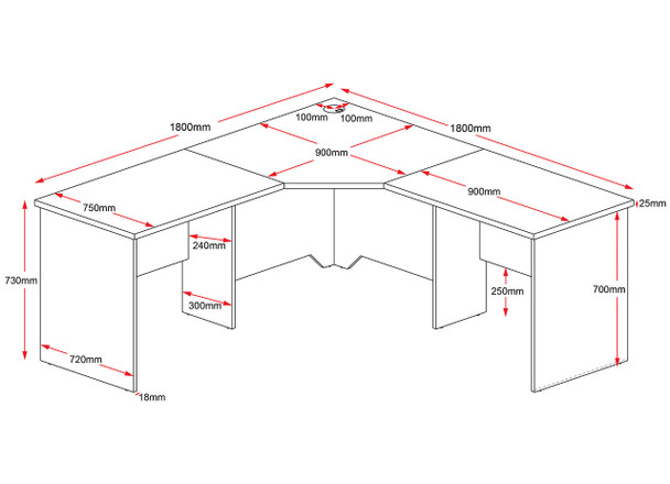 Rapidline Beech / Ironstone Rapid Worker Corner Workstation 1800 x 1800 x 750mm