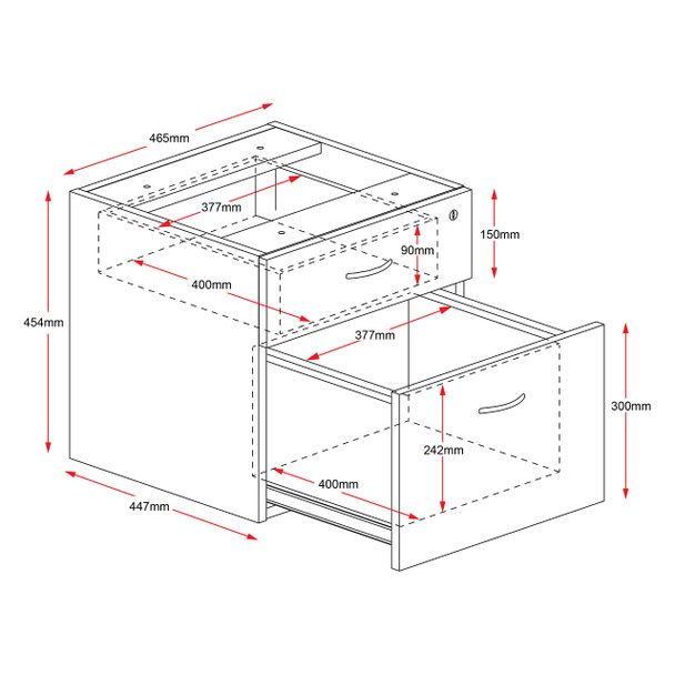 Rapidline Rapid Worker Fixed Pedestal Beech / Ironstone 2 Drawer