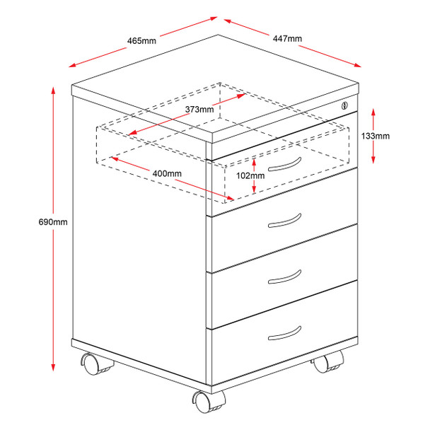 Rapidline Rapid Worker Mobile Pedestal Beech / Ironstone 4 Personal Drawer