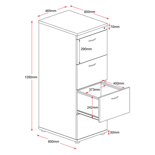 Rapidline Rapid Worker 4 Drawer Filing Cabinet 465 x 600 x 1300mm Beech / Ironstone