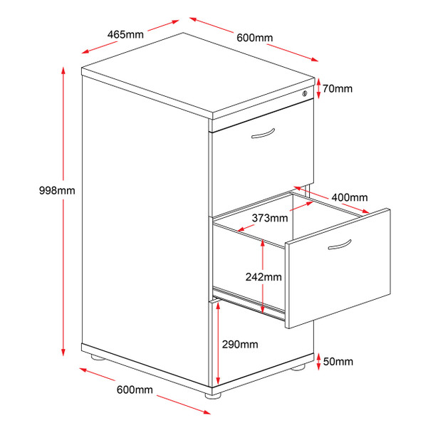 Rapidline Rapid Worker 3 Drawer Filing Cabinet 465 x 600 x 990mm Beech / Ironstone