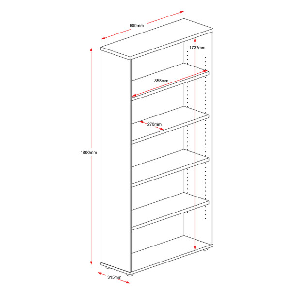 Rapidline Rapid Worker Open Bookcase Beech / Ironstone 4 Adjustable Shelves