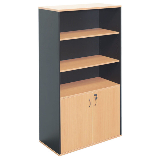 Rapidline #CSC2HD B/I Half Door Wall Unit - Includes 1 x Fixed Mid Shelf + 3 Adjustable Shelves - Fully Lockable - Includes 2 Keys Beech - rapidline drawer, rapidline selves, rapidline bookcase , rapidline pedestal, rapidline storage | It's A Mega Thing
