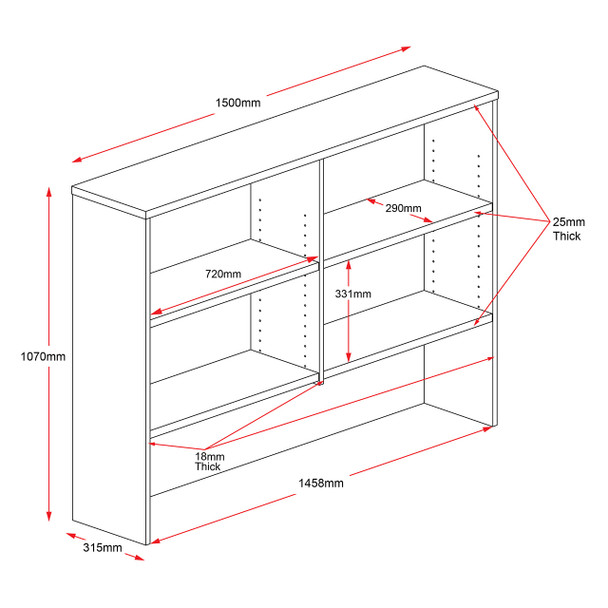 Rapidline Rapid Worker Overhead Hutch Beech / Ironstone 1500 x 315 x 1070mm