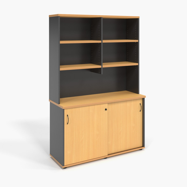 Rapidline Rapid Worker Beech / Ironstone Overhead Hutch 1200 x 315 x 1070mm