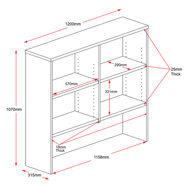 Rapidline Rapid Worker Overhead Hutch Beech / Ironstone 1200 x 315 x 1070mm