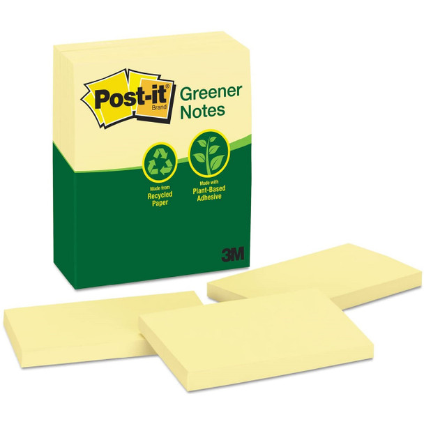 Post-it Greener Notes Canary Yellow 76 x 127mm 100 Sheets Pack of 12 655-RPA