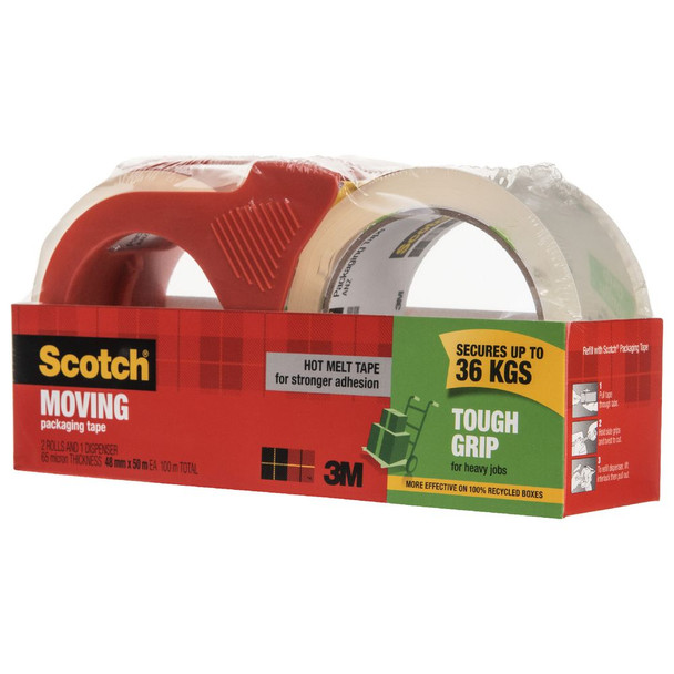 Scotch Dispenser and Moving Packaging Tape 2 Rolls 48mm x 50m 3500-2-1RD-AU Clear