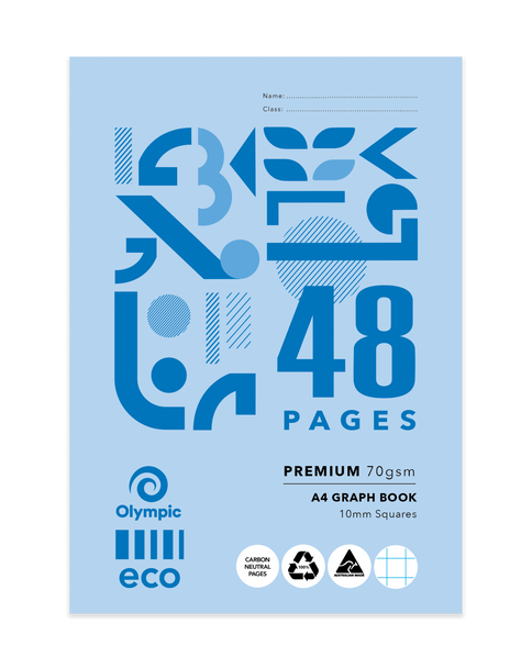 Olympic A4 Eco Graph Exercise Book 48 Pages 10mm Stapled Pack of 20