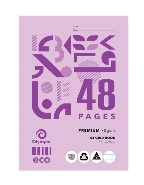 Olympic A4 Eco Grid Exercise Book 48 Pages 10mm Stapled Pack of 20