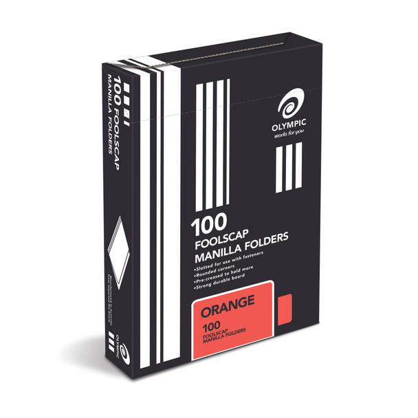 Olympic Manilla Folder Foolscap Orange Box of 100