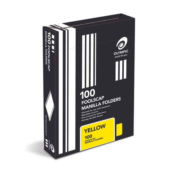 Olympic Manilla Folder Foolscap Yellow Box of 100
