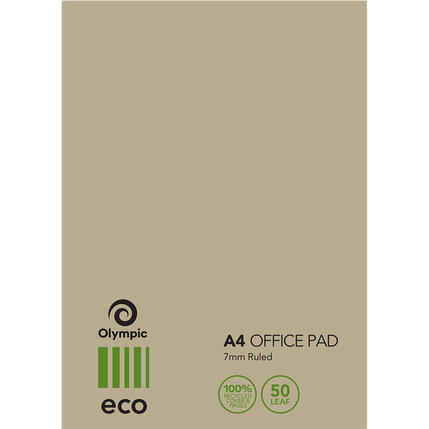 Olympic Eco Office Pad A4 7mm Recycled 50 Leaf Pack of 10