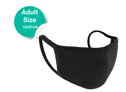 Week Pack of Fabric Soft Cotton Earloop Black Reusable Personnel Protective Face Mask (7 Masks)