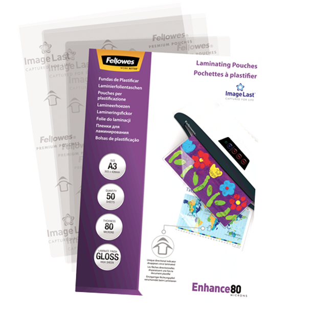 Pack 50 Fellowes ImageLast A3 80 Micron Laminating Pouch