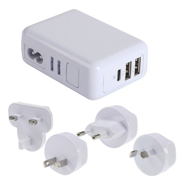 World 2 x USB-A and USB-C Charger White Jackson