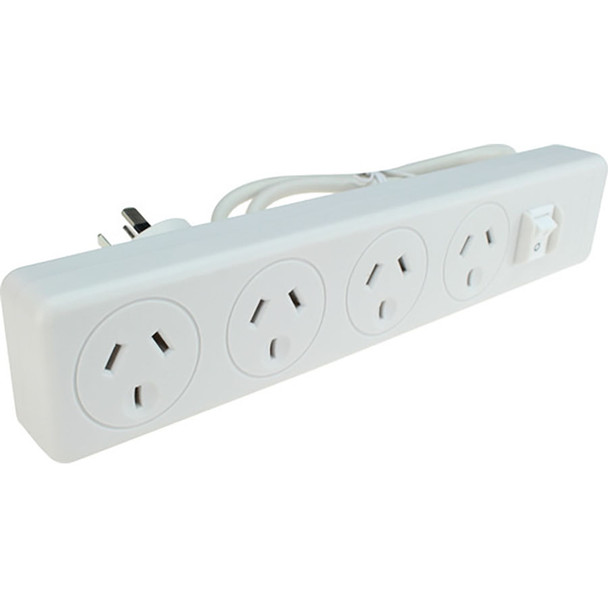 Master Switched Surge Powerboard 4 Outlet White Jackson