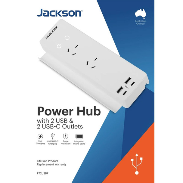 Jackson Power Hub 2 x USB-A USB-C Outlet White