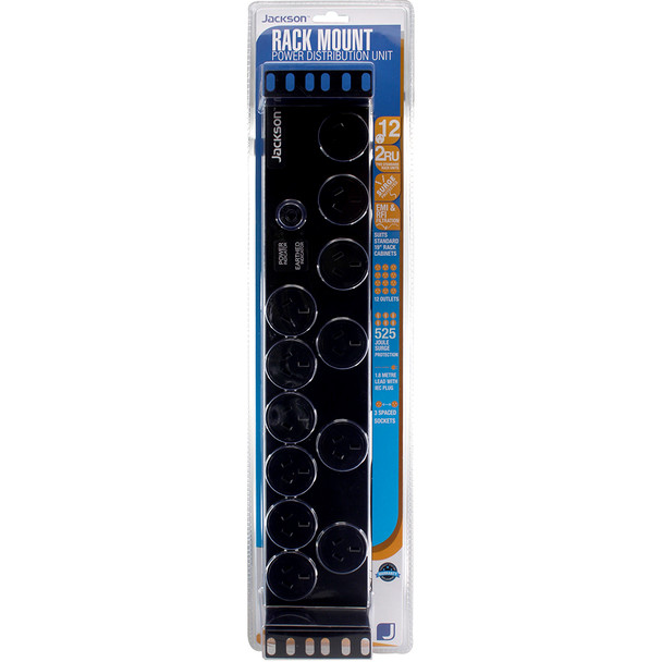 Jackson Rack Mounted PDU Powerboard 12 Outlet Black