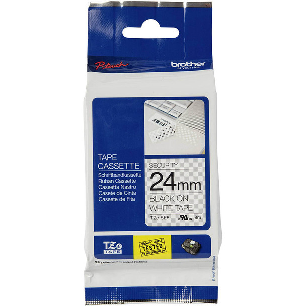 Brother TZe-SE5 24mm Black on White Security TZE Tape | It's A Mega Thing