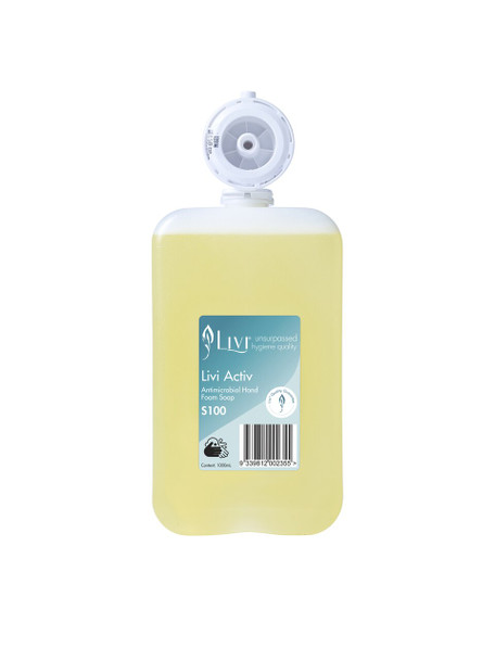 Livi S100 Activ Antimicrobial Hand Foam Soap 1000ml Carton 6