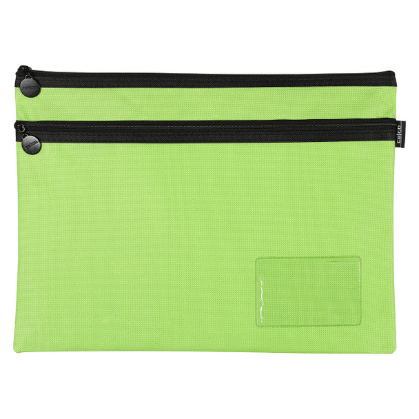 Celco 30031 Pencil Case - (Lime Green) 2 Zip Large | Mega Office Supplies