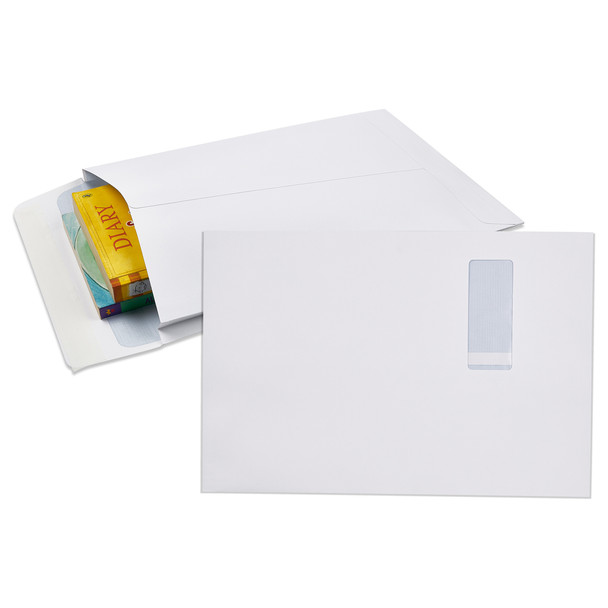 Cumberland 920397 Strip Seal Expandable Envelope Win/Sec 150gsm 340x229mm White Pack 50 | Mega Office Supplies
