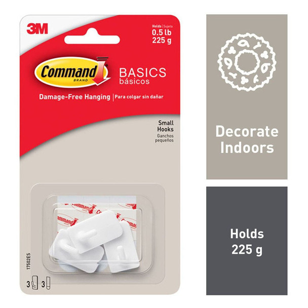 Command Basic Hooks Small White 3 Pack (225g)
