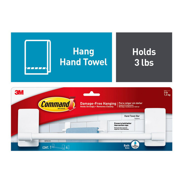 Command Bathroom Towel Bar Plastic Handle (1.3kg)