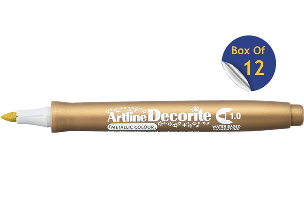 Artline Decorite Marker 1.0mm Metallic Gold Box of 12