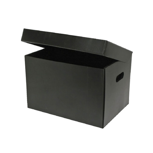 Marbig Corflute Box with Attached Lid Black