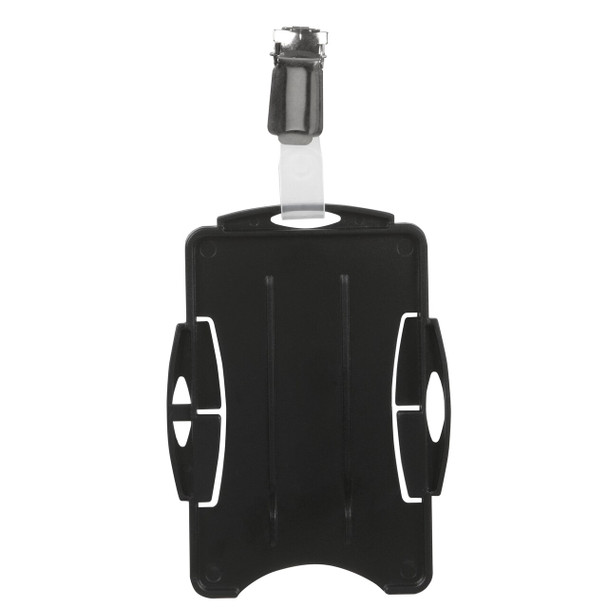 Rexel Dual Security Pass Holder with Clip Black Pack of 10