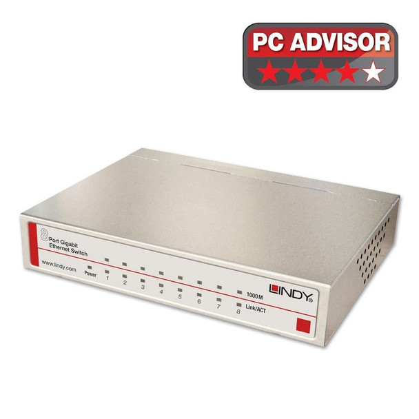 Lindy 8 Port Gigabit Ethernet Switch Premium Metal Housing