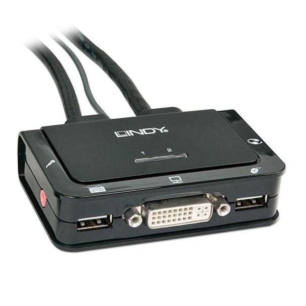 Lindy 2 Port DVI USB 2.0 and Audio KVM Switch Compact