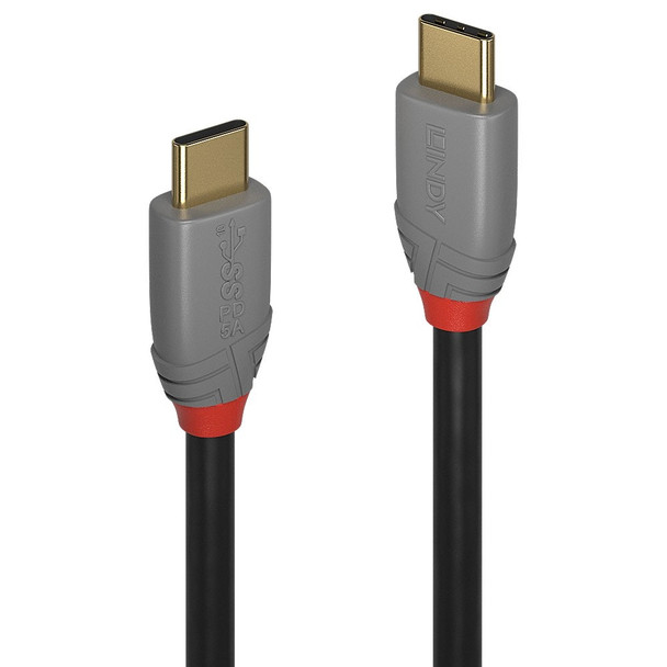 Lindy 1m USB 3.2 Type C to C Cable 20Gbps 5A PD Anthra Line